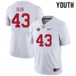 NCAA Youth Alabama Crimson Tide #43 Robert Ellis Stitched College 2021 Nike Authentic White Football Jersey UA17V48IJ